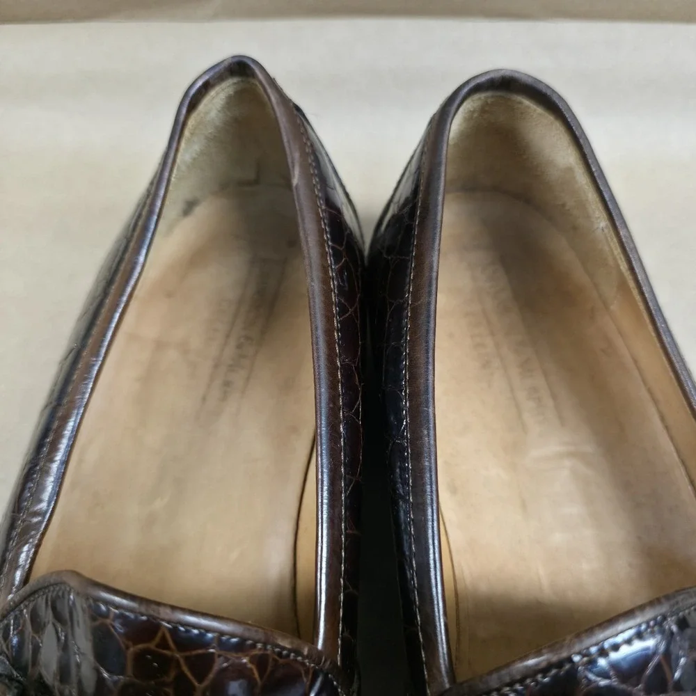 Johnston Murphy (8.5 M) Italy Tassel Kilt Loafers Brown Croc Print Men's Shoes